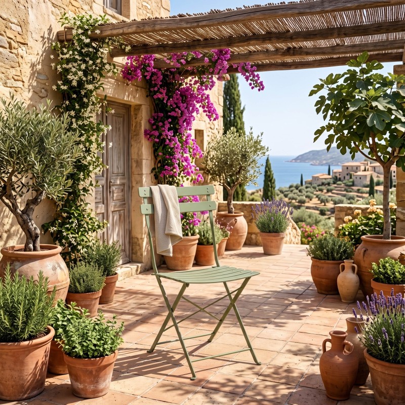 silla exterior verde ambiente 1