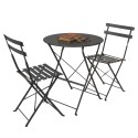 Pack Mesa con 2 Sillas Exterior Plegables Greensboro Color Negro