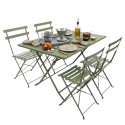 Pack Mesa Rectangular con 4 Sillas Jardín Greensboro Plegables en Verde Oliva