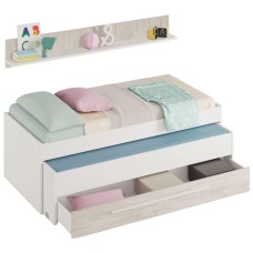 Cama Nido con Cajones Elliot 190x90 cm + Estantería Blanco