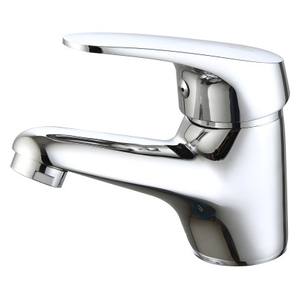 Grifo monomando de baño en blanco y cromo con caño giratorio y diseño moderno