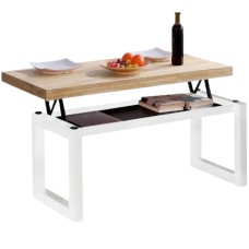 Mesa de Centro Elevable Street 120x60 cm Roble Blanco