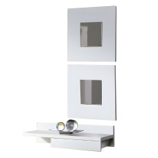 Mueble De Entrada Recibidor Cajún Con 2 Espejos Color Blanco 70 cm