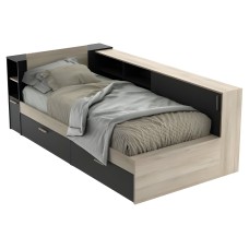 Cama Life Con Almacenaje Dormitorio Juvenil Negro Y Roble Kronberg 90x190-200 cm