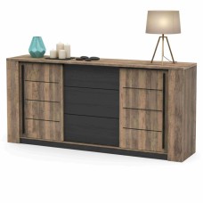 Aparador Salón Mónaco Con Almacenaje Roble Saloon Y Negro Estructurado 206 cm