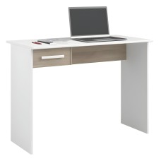 Mesa Escritorio Riviera Juvenil Color Blanco Mate y Roble Japonés 101 cm