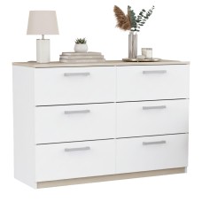 Cómoda Watson 6 cajones Roble kronberg y Blanco Mate 119x81 cm