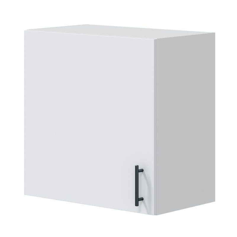 Mueble colgante blanco con puerta y tirador negro vista de frente