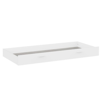 Cama nido blanca con cajones y somier gris vista lateral