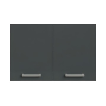 Mueble aéreo con dos puertas abatibles gris oscuro y tiradores plateados