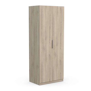 Armario de madera clara con dos puertas y acabado efecto roble natural vista frontal