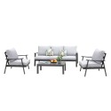 Conjunto 1 sofá 2 sillones y mesa de centro Exterior Jardín Oropesa Color Gris