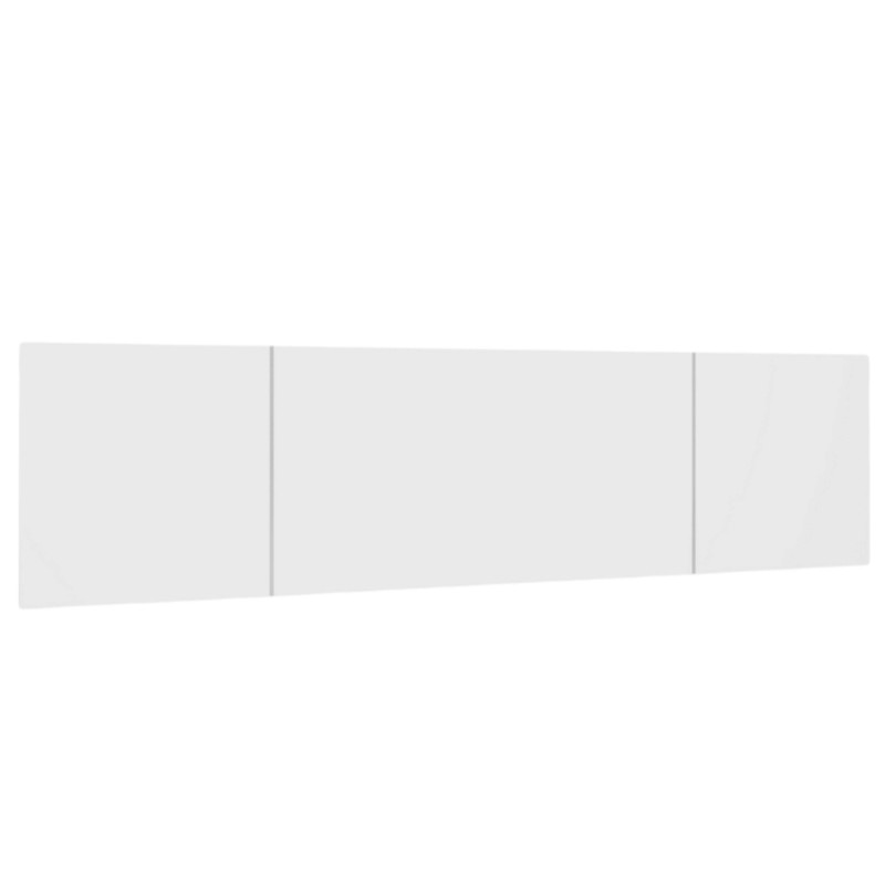 Cabecero tapizado blanco de tres paneles con estructura horizontal y costuras decorativas