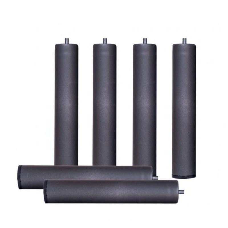 Juego de 6 patas cilíndricas de plástico negro con rosca para muebles y sofás