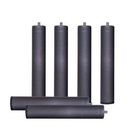 Juego de 6 patas cilíndricas de plástico negro con rosca para muebles y sofás
