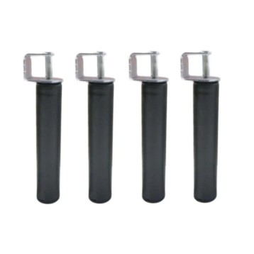 Juego de cuatro patas cilíndricas negro y gris con abrazadera de metal ajustable