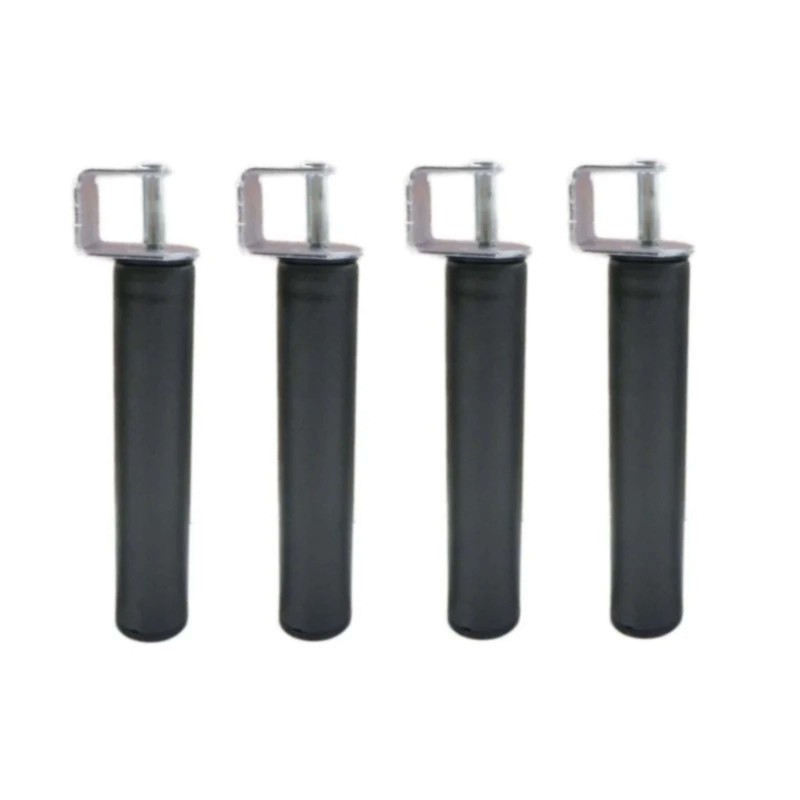 Juego de cuatro patas cilíndricas negro y gris con abrazadera de metal ajustable