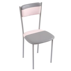 Silla de Cocina Rosa y Gris de Metal y Poliuretano