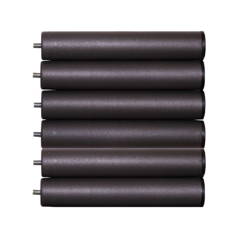 Kit de 6 rodillos cilíndricos negros con tornillos para base de sofá o mueble