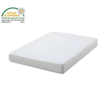 Colchón blanco con funda de algodón orgánico certificado y bordes redondeados vista frontal