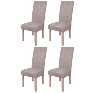 Set de 4 sillas de comedor con tapizado gris y patas de madera clara