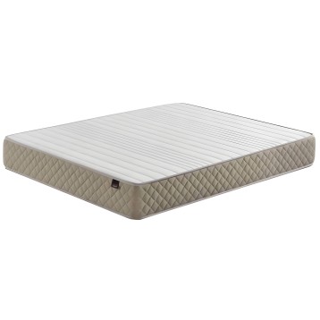 Colchón con núcleo viscoelástico y funda acolchada beige vista en perspectiva