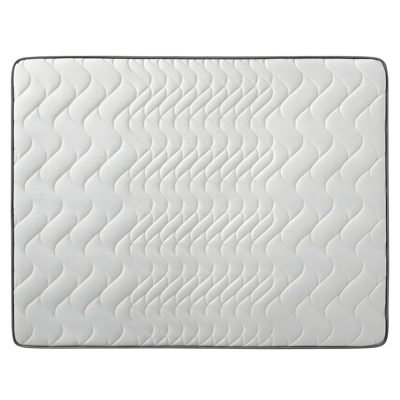 Colchón blanco con acolchado en patrón de ondas y borde gris oscuro vista frontal