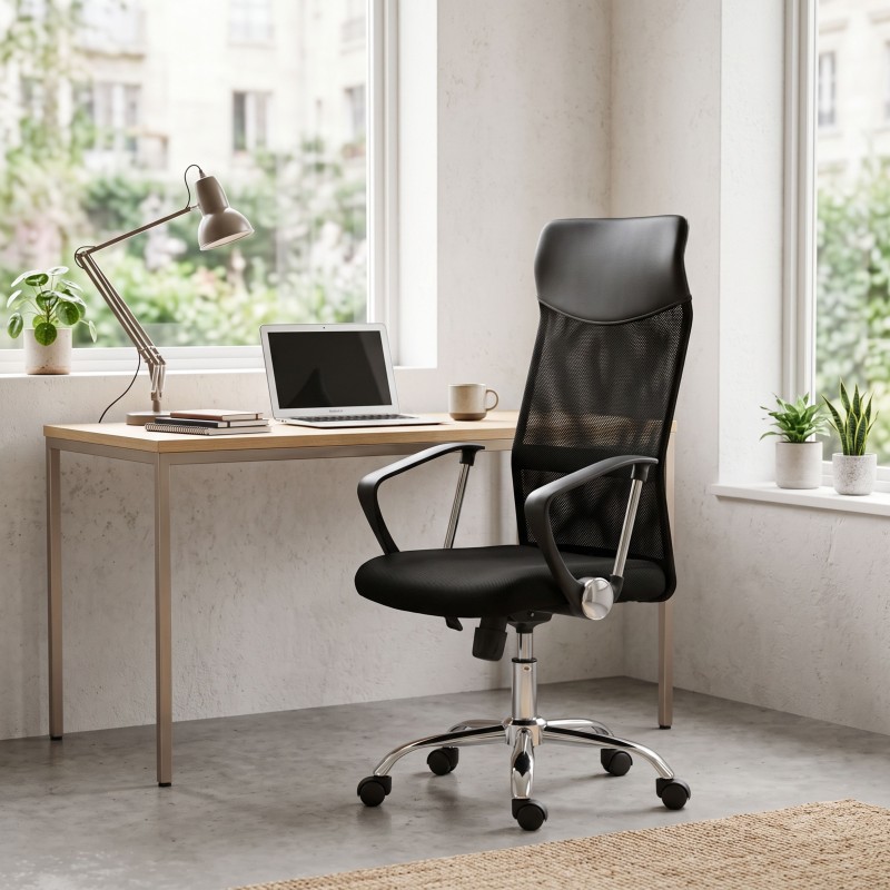 Sillon oficina reposabrazos Meeting negro transpirable