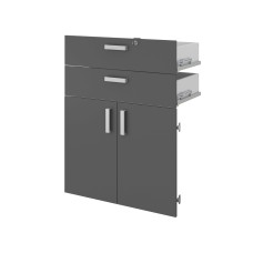 Puertas Abatibles Con 2 Cajones para Estantería Alta Color Gris 78x100x37 cm