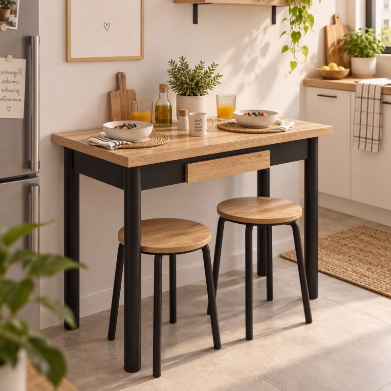 mesa cocina kitchi roble y negro 3