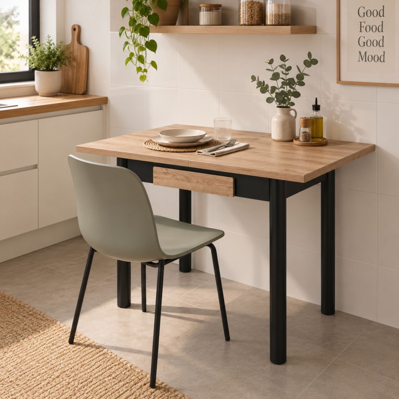 mesa cocina kitchi roble y negro 4