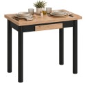 Mesa Cocina Extensible Kitchi Color Negro y Roble 80x76x40-80 cm