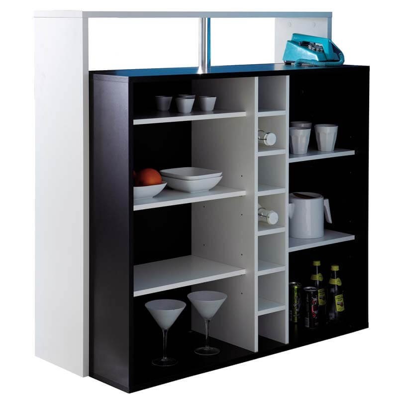 Mueble Bar Blanco y Negro con reposapies 110x48x113 cm Mueble Bar Blanco y Negro con reposapies 110x48x113 cm