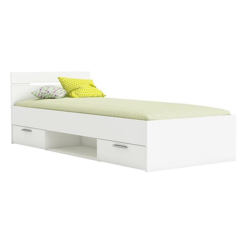 Cama infantil o juvenil Michigan 2 cajones 1 hueco color blanco mate 90x190 cm Cama infantil o juvenil Michigan 2 cajones 1 hueco color blanco mate 90x190 cm