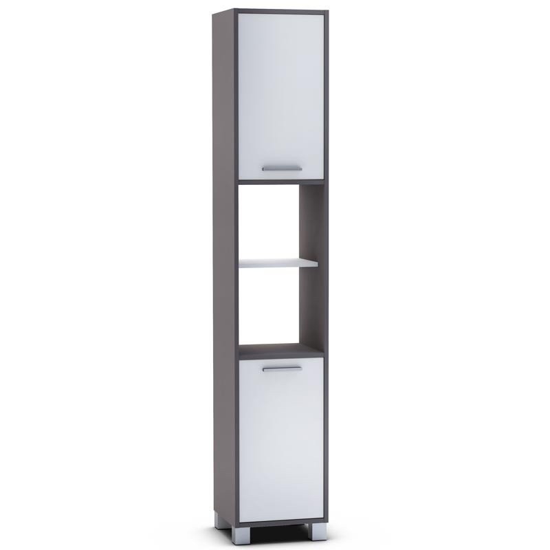 Columna alta para baño o aseo Thais 2 puertas y estante abierto central Columna alta para baño o aseo Thais 2 puertas y estante abierto central