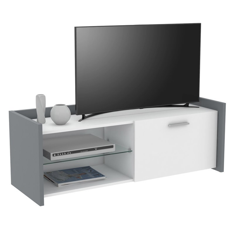 Mueble TV Plume color blanco y gris 121x42x43 cm Mueble TV Plume color blanco y gris 121x42x43 cm