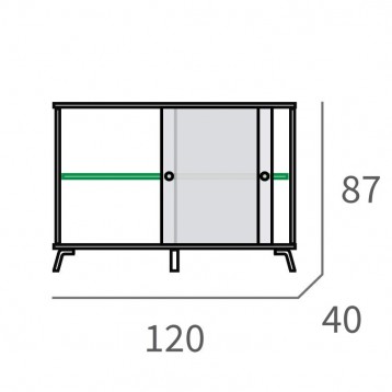 Armario aparador Kam color roble 120x87x40 cm_Medidas