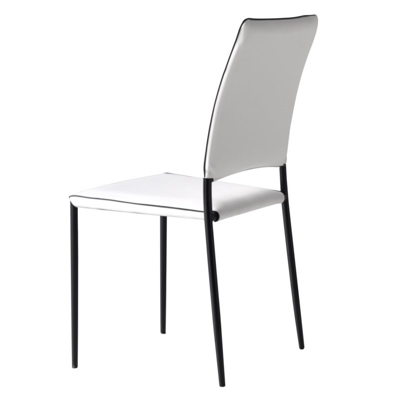 Silla Comedor Cocina Salón Color Blanco Negro Polipiel Metal 92x42x56