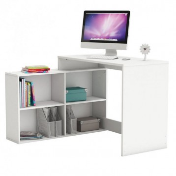 Mesa Escritorio Moderno Con Estanteria Baja Color Blanco_portada