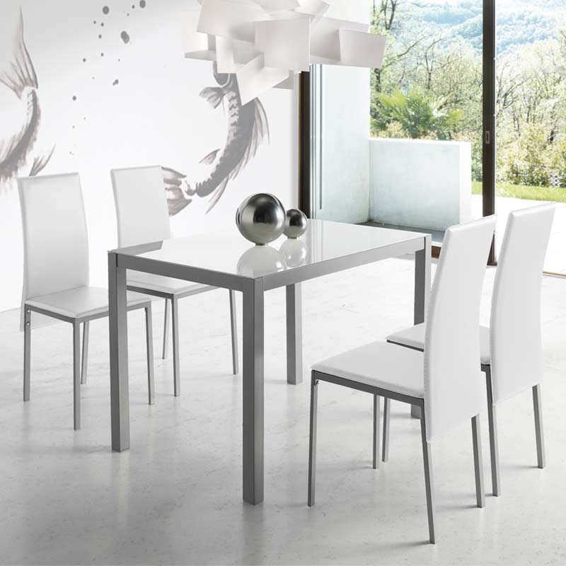 Silla Comedor Moderna Color Blanco Salón Pata Gris 97x42x51