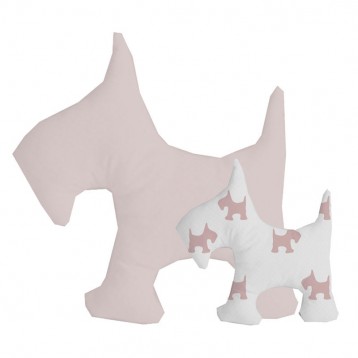 2 Cojines Perrito Rosa Blanco